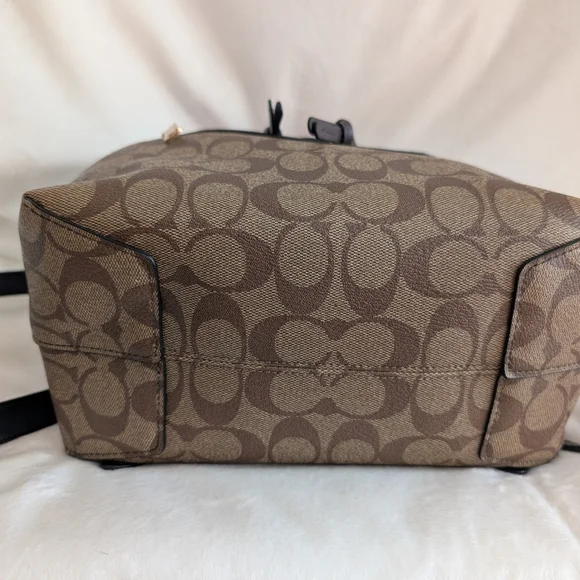 Coach Kleo Backpack Suede & Leather Monogram Signature C Orange Brown Gold Black - Picture 6 of 9